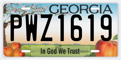 GA license plate PWZ1619