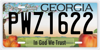 GA license plate PWZ1622