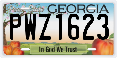 GA license plate PWZ1623