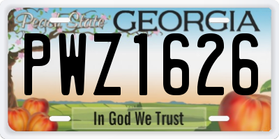 GA license plate PWZ1626