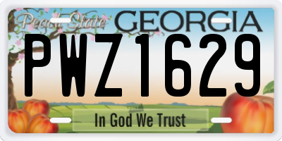 GA license plate PWZ1629