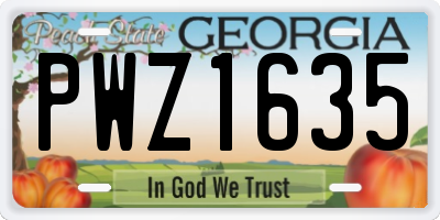 GA license plate PWZ1635