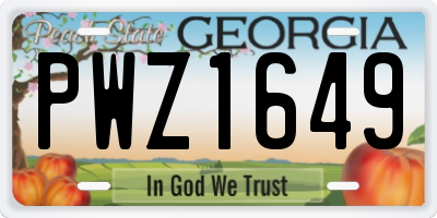 GA license plate PWZ1649