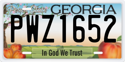 GA license plate PWZ1652