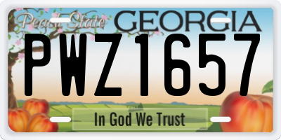 GA license plate PWZ1657