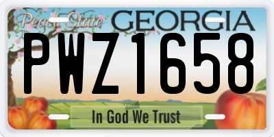 GA license plate PWZ1658