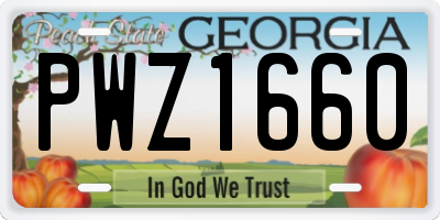 GA license plate PWZ1660