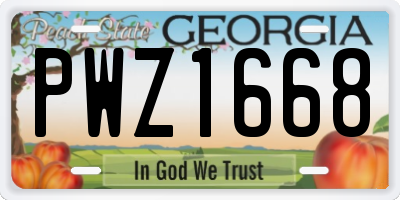 GA license plate PWZ1668