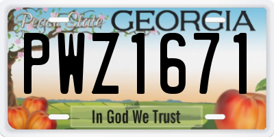 GA license plate PWZ1671