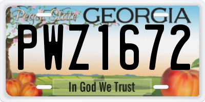 GA license plate PWZ1672