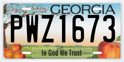 GA license plate PWZ1673
