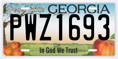 GA license plate PWZ1693