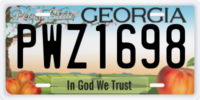 GA license plate PWZ1698