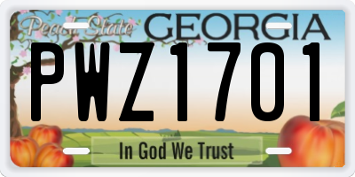 GA license plate PWZ1701