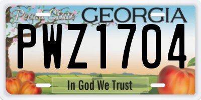 GA license plate PWZ1704