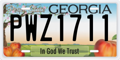 GA license plate PWZ1711