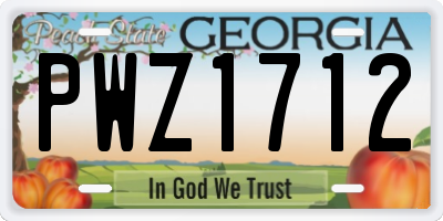 GA license plate PWZ1712