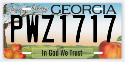 GA license plate PWZ1717