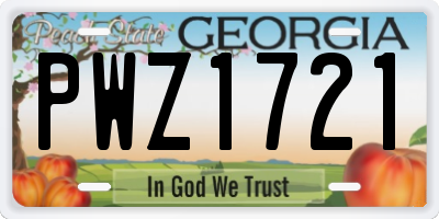GA license plate PWZ1721