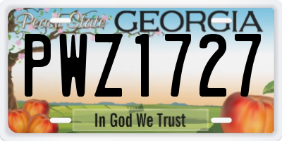 GA license plate PWZ1727