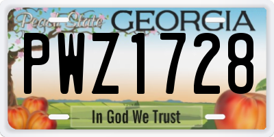 GA license plate PWZ1728