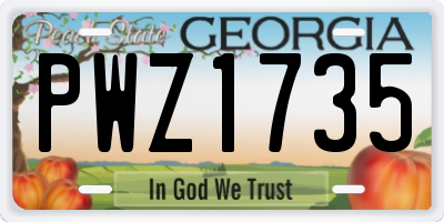 GA license plate PWZ1735