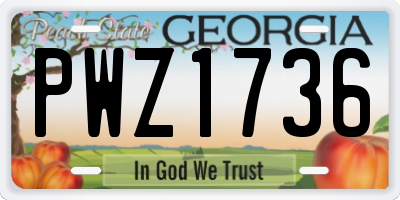 GA license plate PWZ1736