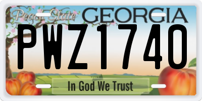 GA license plate PWZ1740