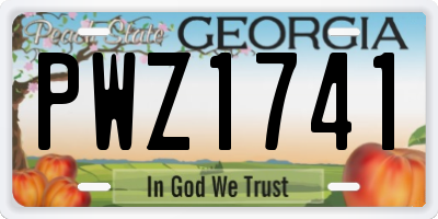 GA license plate PWZ1741