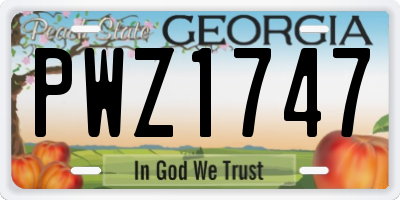 GA license plate PWZ1747