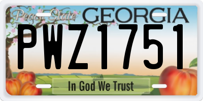 GA license plate PWZ1751
