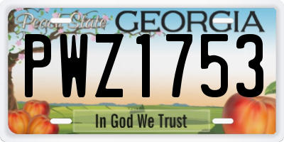 GA license plate PWZ1753
