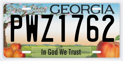 GA license plate PWZ1762