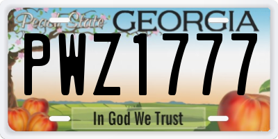 GA license plate PWZ1777