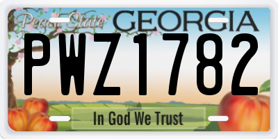 GA license plate PWZ1782