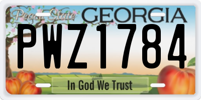 GA license plate PWZ1784