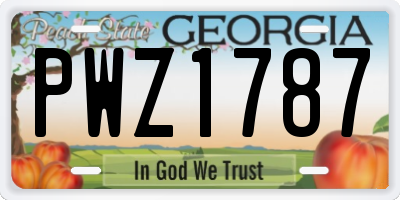GA license plate PWZ1787