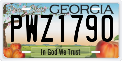 GA license plate PWZ1790