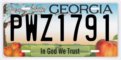 GA license plate PWZ1791