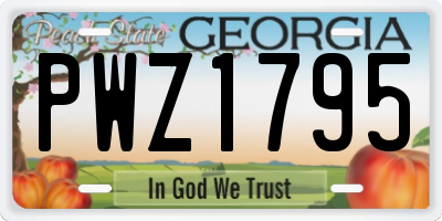 GA license plate PWZ1795
