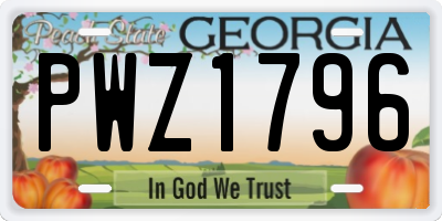 GA license plate PWZ1796