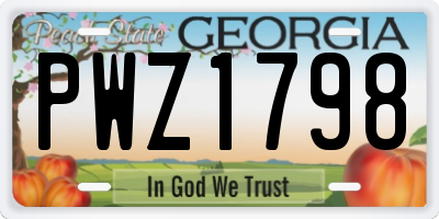 GA license plate PWZ1798