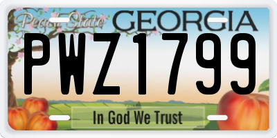 GA license plate PWZ1799
