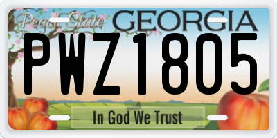 GA license plate PWZ1805