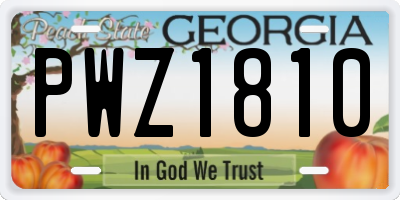 GA license plate PWZ1810