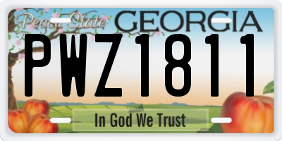 GA license plate PWZ1811