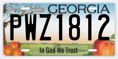 GA license plate PWZ1812