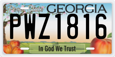 GA license plate PWZ1816