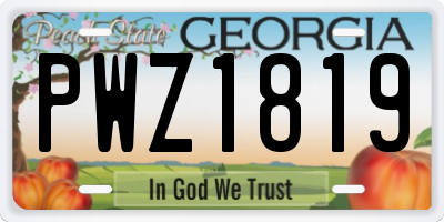 GA license plate PWZ1819