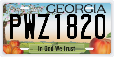 GA license plate PWZ1820